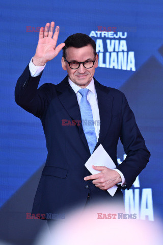 Mateusz Morawiecki na zjeździe partii Fratelli d'Italia