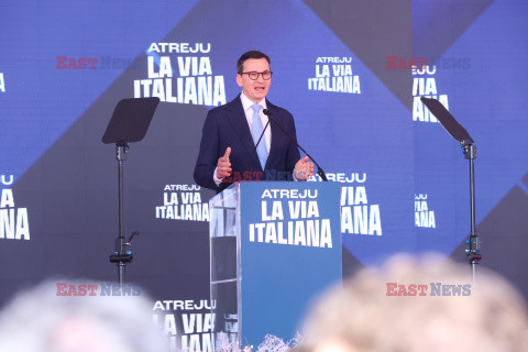 Mateusz Morawiecki na zjeździe partii Fratelli d'Italia