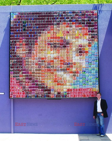 Michael Jackson's portrait made by soda cans