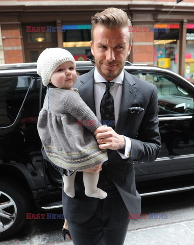 David and Victoria Beckahm with daughter in New York