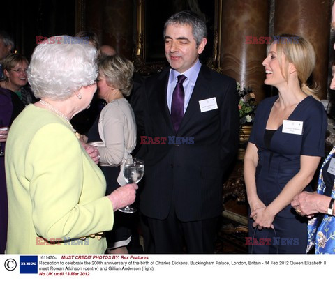 Queen Elizabeth II meet Rowan Atkinson and Gillian Anderson 