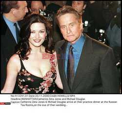 Michael Douglas and Catherine Zeta Jones at the Douglas' family dinner, at the Russian Tea Room, the nite before the Michael Dou