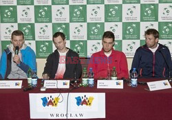 Konferencja prasowa drużyn meczu tenisowego Polska - Słowenia