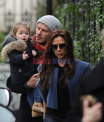David and Victoria Beckham with daughter