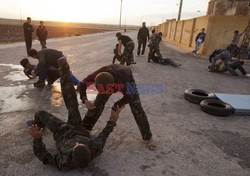 Free Syrian Army youth soldiers attend a training camp 