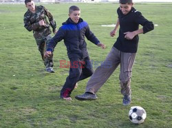 Free Syrian Army youth soldiers attend a training camp 