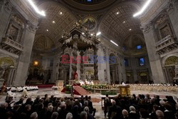 Pope Francis sits in St. Peter's Basilica at the Vatican