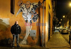 Mural, grafiti z Papieżem Franciszkiem