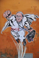 Mural, grafiti z Papieżem Franciszkiem