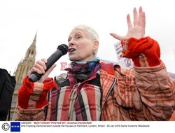 Vivienne Westwood protestuje przed londyńskim parlamentem