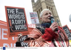 Vivienne Westwood protestuje przed londyńskim parlamentem