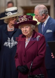 Brytyjska rodzina królewska i goście w Westminister Abbey