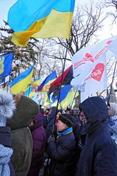 Manifestacja przed parlamentem w Kijowie