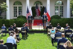 Prezydent Andrzej Duda na spotkaniu z Donaldem Trumpem