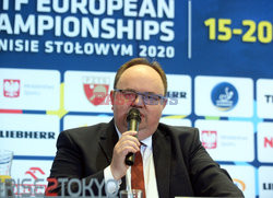 Konferencja prasowa Polskiego Związku Tenisa Stołowego przed mistrzostwami Europy Warszawa 2020