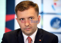 Konferencja prasowa Polskiego Związku Tenisa Stołowego przed mistrzostwami Europy Warszawa 2020