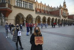 Protest kolejkowy Strajku Kobiet w Krakowie