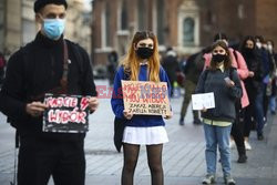 Protest kolejkowy Strajku Kobiet w Krakowie