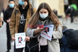 Protest kolejkowy Strajku Kobiet w Krakowie