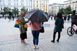 Protest kolejkowy Strajku Kobiet w Krakowie