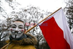 Protest antycovidowców w Krakowie