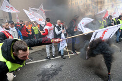 Protest górników w Warszawie