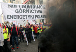 Protest górników w Warszawie