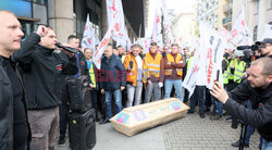 Protest górników w Warszawie