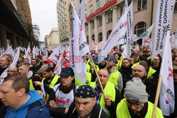 Protest górników w Warszawie