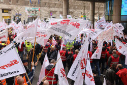 Protest górników w Warszawie