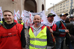 Protest górników w Warszawie