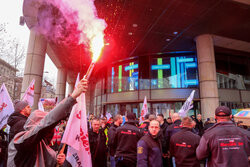 Protest górników w Warszawie