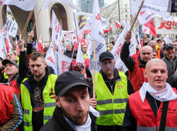 Protest górników w Warszawie