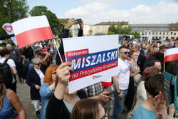 Aleksander Miszalski i Rafał Trzaskowski na spotkaniu wyborczym w Krakowie