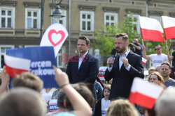 Aleksander Miszalski i Rafał Trzaskowski na spotkaniu wyborczym w Krakowie