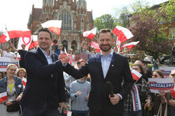 Aleksander Miszalski i Rafał Trzaskowski na spotkaniu wyborczym w Krakowie