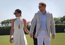 Meghan Markle i książę Harry za zawodach Salute Polo Challenge