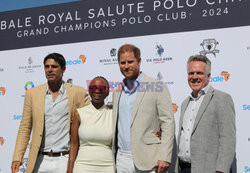 Meghan Markle i książę Harry za zawodach Salute Polo Challenge