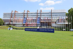 Europosłowie PiS przed siedzibą Rady Europy