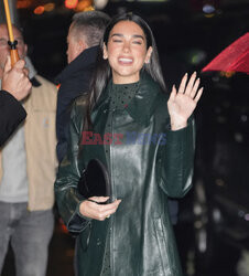 Dua Lipa w zielonym płaszczu