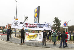 Protesty przed Lidlami ws. Gietrzwałdu