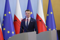 Konferencja prasowa ministra ds. Unii Europejskiej Adama Szłapki