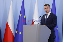 Konferencja prasowa ministra ds. Unii Europejskiej Adama Szłapki