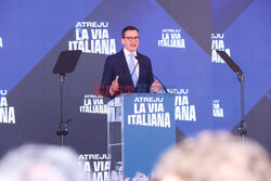 Mateusz Morawiecki na zjeździe partii Fratelli d'Italia