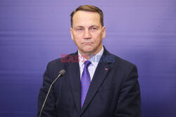 Konferencja prasowa ministra Sikorskiego i Komisarz UE ds. Rozszerzenia Marty Kos