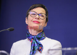 Konferencja prasowa ministra Sikorskiego i Komisarz UE ds. Rozszerzenia Marty Kos