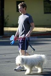 Mark Zuckerberg takes his dog Beast for a walk 