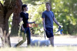 Mark Zuckerberg takes his dog Beast for a walk 