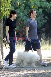 Mark Zuckerberg takes his dog Beast for a walk 