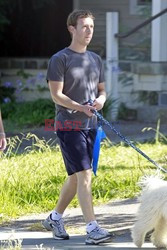 Mark Zuckerberg takes his dog Beast for a walk 